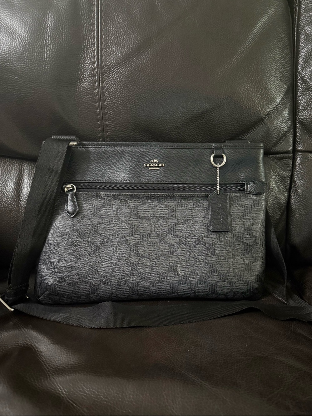 Coach Black Signature Messenger Crossbody